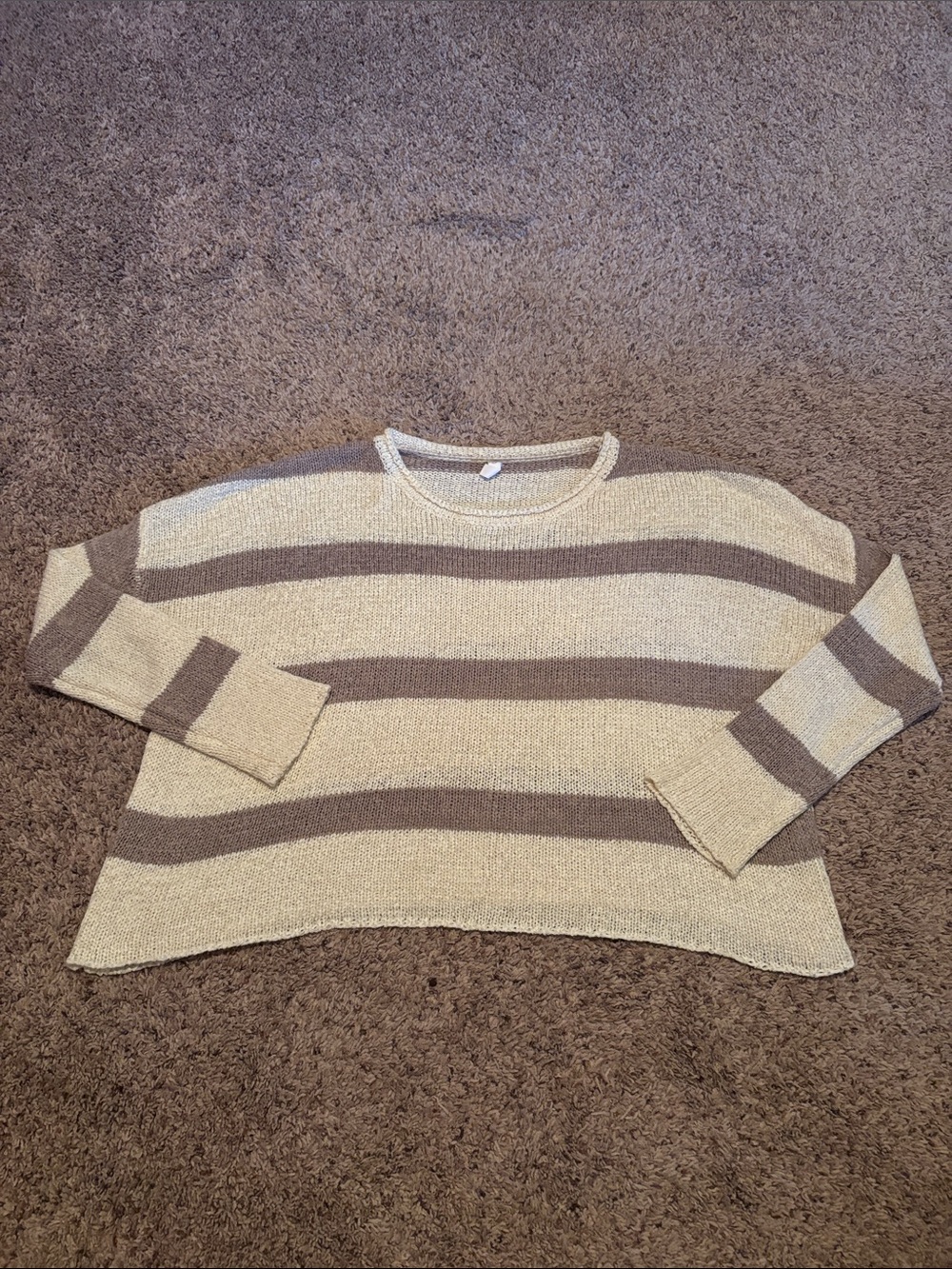 Wishlist Brown Cream Crop Sweater Oversized S/M